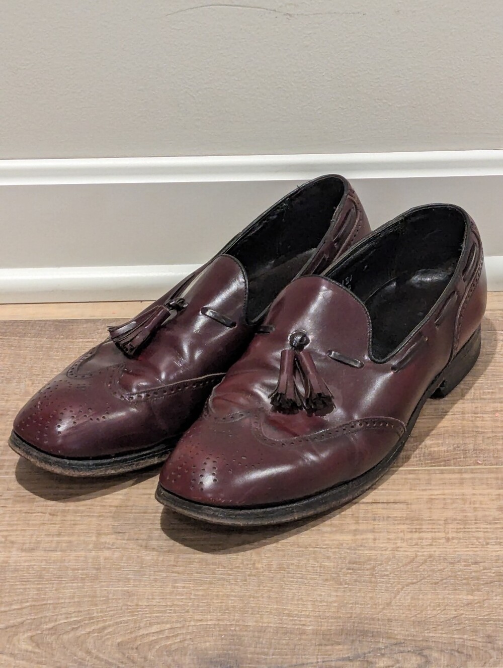 VTG Florsheim Imperial Tassel Loafers Mens 9.5 D Oxblood USA Made Shoes